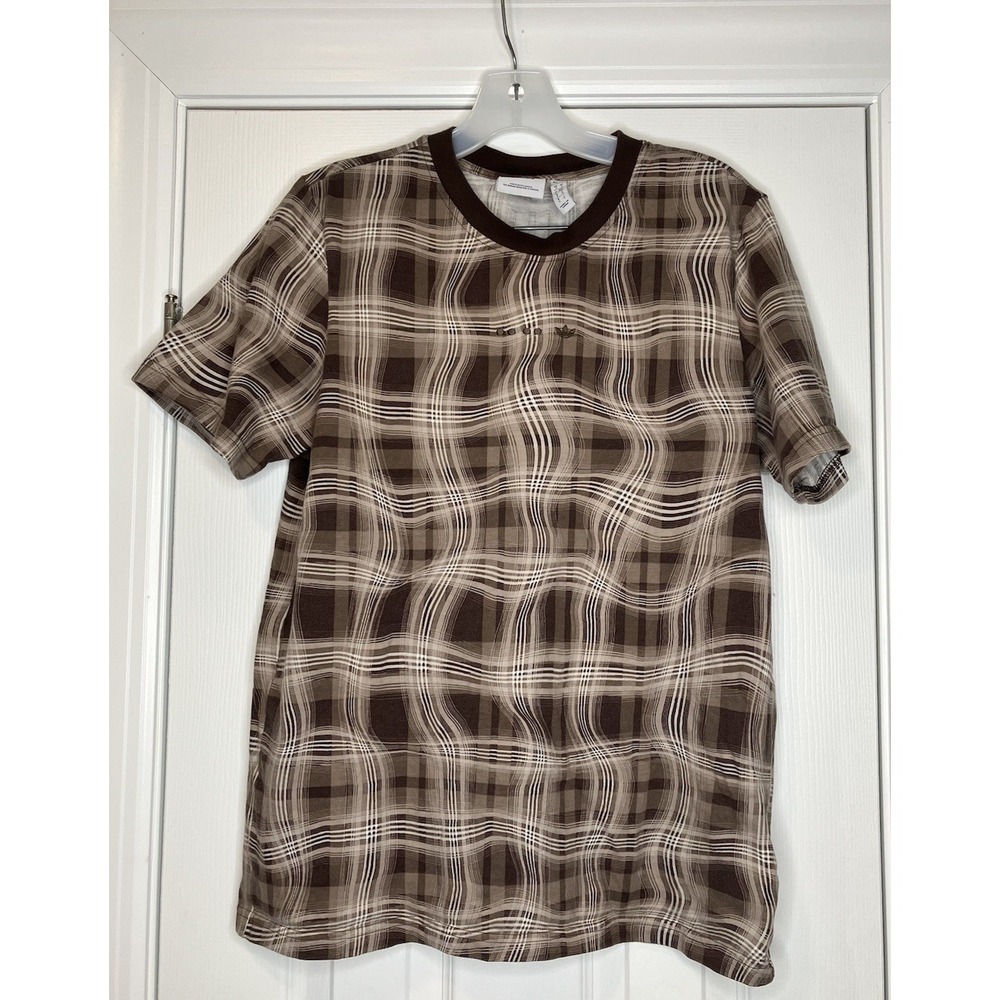 Adidas Mens Reveal‎ Allover Print T-Shirt Distorted Lines Brown Small